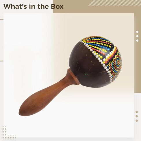 Portable Coconut Shell Maraca, Colorful Shaker With Wooden Handle For Parties, Performances & Gatherings in Saudi Arabia