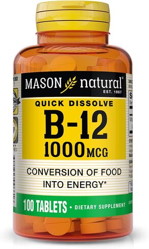 MASON NATURAL B-12 1000 mcg Quick Dissolve, 300 Day Supply for Healthy Conversion of Food into Energy (3 Pack) in Saudi Arabia
