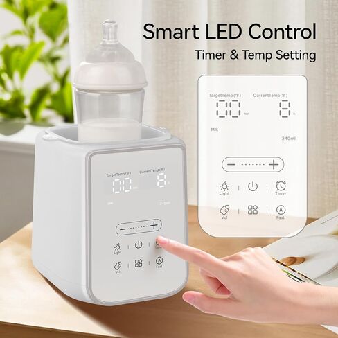 Baby Bottle Warmer for Breast Milk with Timer & Night Light, 11-in-1 Milk Warmer for Baby Bottles, 48H Keep Warm, BPA-Free Fast Heating with Adjustable Temperature (86-194℉) for Glass/PPSU Bottles in Kuwait