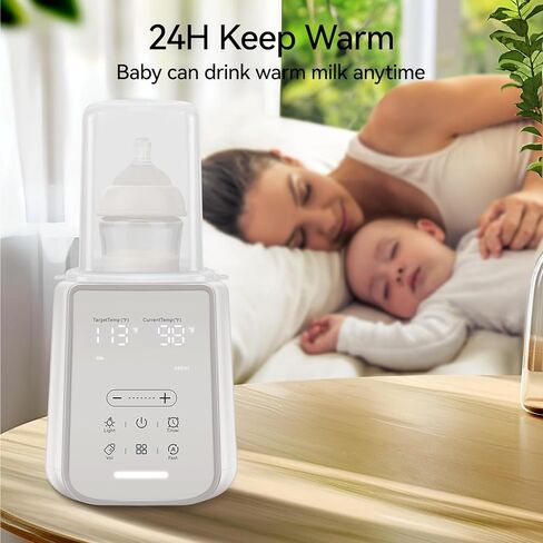 Baby Bottle Warmer for Breast Milk with Timer & Night Light, 11-in-1 Milk Warmer for Baby Bottles, 48H Keep Warm, BPA-Free Fast Heating with Adjustable Temperature (86-194℉) for Glass/PPSU Bottles in Kuwait