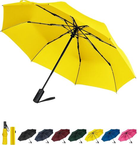 Compact travel umbrella for rain, automatic opening and closing, durable and windproof, sturdy fibreglass frame, waterproof cover -Suitable for backpacks, purses, duffel bags travelling in Saudi Arabia