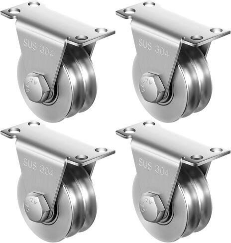 4 Pack Double Groove Cable Fixed Pulley Block Wheel Pulley Heavy Duty Double 304 Stainless Steel Silent Block Bearing Inside, Good for Lifting System in Saudi Arabia