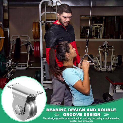 4 Pack Double Groove Cable Fixed Pulley Block Wheel Pulley Heavy Duty Double 304 Stainless Steel Silent Block Bearing Inside, Good for Lifting System in Saudi Arabia