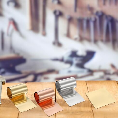 صفيحة صفيحة نحاسية لفة لوحة رقائق نحاسية ، 0.1 × 300 × 1000 مم 28 المقياس (0.1 مم) ملاءمة لإصلاح الكهرباء الحرف DIY - الأسطوانة (حزمة واحدة ، براسي) in Kuwait