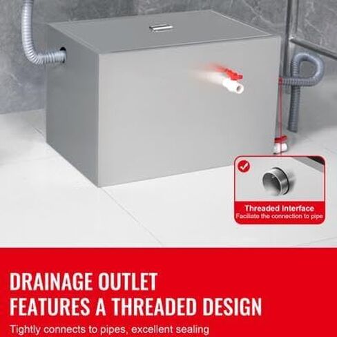 Happybuy Commercial Grease Trap - 40 LBS, Side Inlet, Under Sink, Stainless Steel, 10 GPM, for Restaurant, Canteen, Home Kitchen in Saudi Arabia