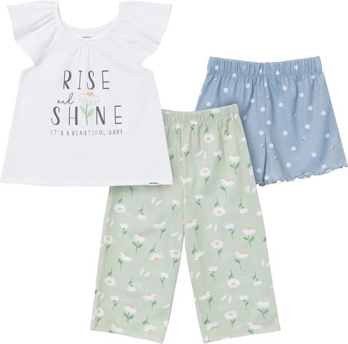 Gerber Baby Girl's 3-Piece Pajama Set (Polyester Jersey Top, Pants, + Shorts) in Saudi Arabia