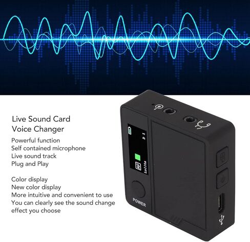 Live Sound Card Voice Changer, 11 Sound Effects Portable Voice Changer Device Plug and Play Handheld Mini Voice Changer Device Sound Effects Machine for Android for iOS in Saudi Arabia