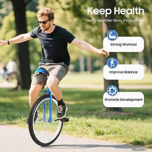 Unicycle Adjustable Height Seat Outdoor Sports Wheel Exercise Cycling Bicycle, Front and Rear Double Handles Design, for Both Beginners and Professionals in Kuwait