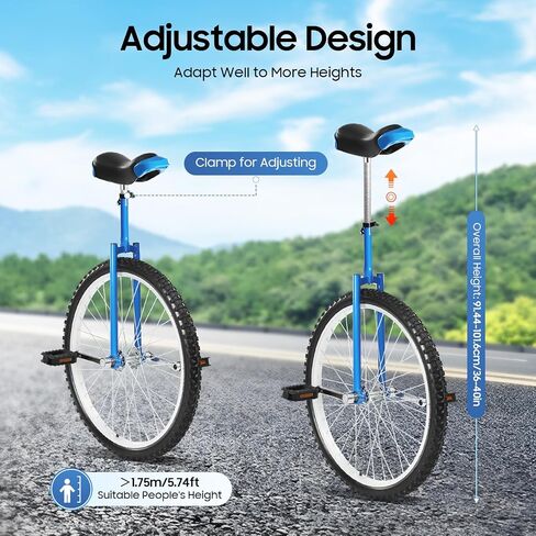 Unicycle Adjustable Height Seat Outdoor Sports Wheel Exercise Cycling Bicycle, Front and Rear Double Handles Design, for Both Beginners and Professionals in Kuwait