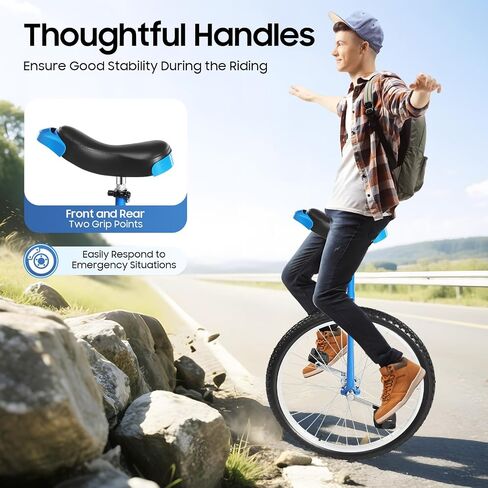 Unicycle Adjustable Height Seat Outdoor Sports Wheel Exercise Cycling Bicycle, Front and Rear Double Handles Design, for Both Beginners and Professionals in Kuwait