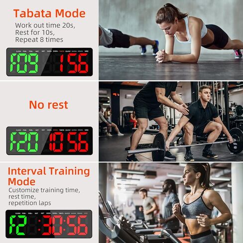 Gym Timer, 16.5" Large Digital Wall Clock for Gym Interval Workout, Remote Control LED Digital Timer for Home Decor, Living Room, Office, Gym, Classroom in Saudi Arabia