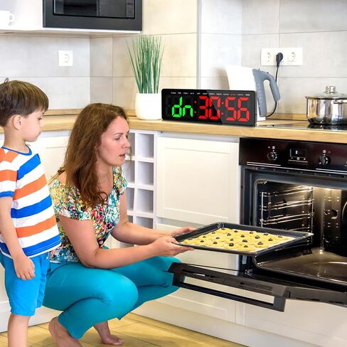 Gym Timer, 16.5" Large Digital Wall Clock for Gym Interval Workout, Remote Control LED Digital Timer for Home Decor, Living Room, Office, Gym, Classroom in Saudi Arabia