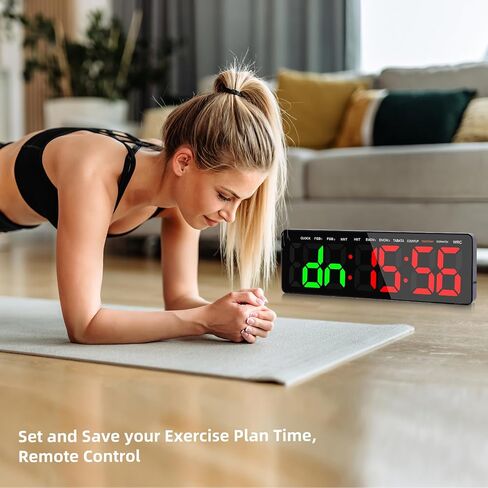 Gym Timer, 16.5" Large Digital Wall Clock for Gym Interval Workout, Remote Control LED Digital Timer for Home Decor, Living Room, Office, Gym, Classroom in Saudi Arabia