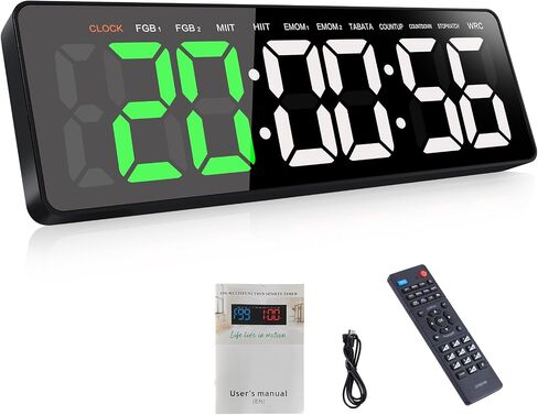 Gym Timer, 16.5" Large Digital Wall Clock for Gym Interval Workout, Remote Control LED Digital Timer for Home Decor, Living Room, Office, Gym, Classroom in Saudi Arabia