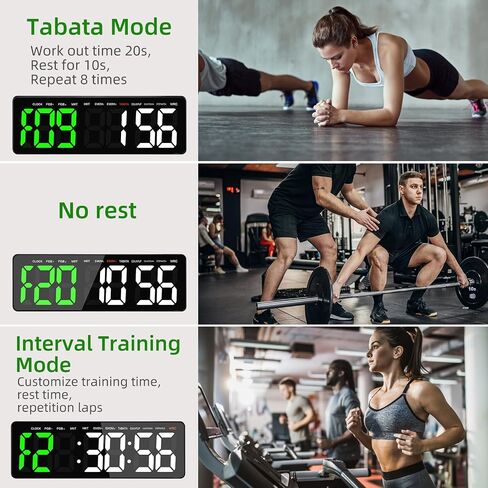Gym Timer, 16.5" Large Digital Wall Clock for Gym Interval Workout, Remote Control LED Digital Timer for Home Decor, Living Room, Office, Gym, Classroom in Saudi Arabia