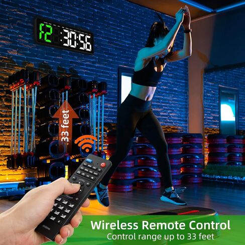 Gym Timer, 16.5" Large Digital Wall Clock for Gym Interval Workout, Remote Control LED Digital Timer for Home Decor, Living Room, Office, Gym, Classroom in Saudi Arabia