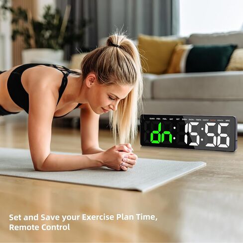 Gym Timer, 16.5" Large Digital Wall Clock for Gym Interval Workout, Remote Control LED Digital Timer for Home Decor, Living Room, Office, Gym, Classroom in Saudi Arabia