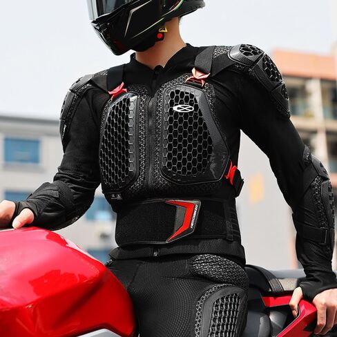 Motorcycle Body Armor Protective Gear Suit- Breathable Mesh, Lightweight Flexible, Thickened Safety Protector for Cycling Sports & Skiing (Red, M) in Saudi Arabia