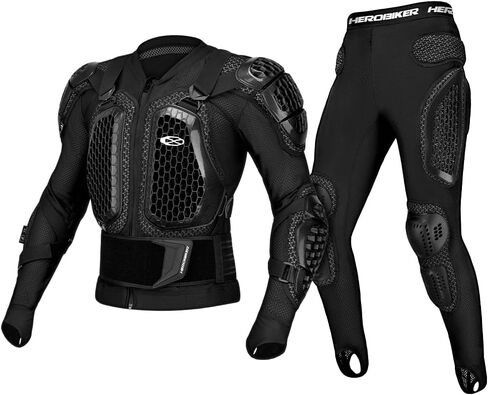 Motorcycle Body Armor Protective Gear Suit- Breathable Mesh, Lightweight Flexible, Thickened Safety Protector for Cycling Sports & Skiing (Black, XXL) in Saudi Arabia