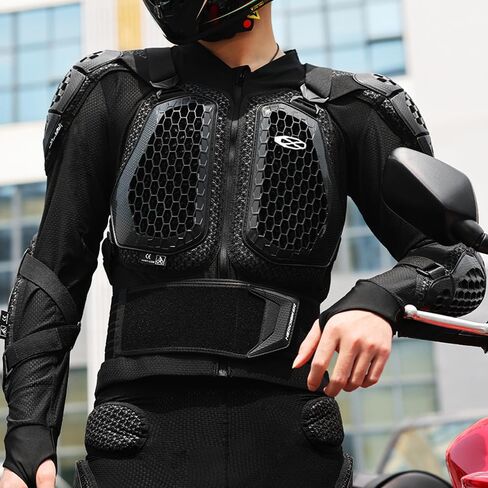 Motorcycle Body Armor Protective Gear Suit- Breathable Mesh, Lightweight Flexible, Thickened Safety Protector for Cycling Sports & Skiing (Black, XXL) in Saudi Arabia