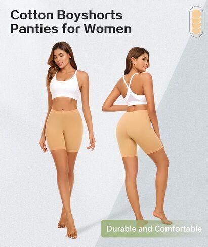 2 Pack Womens Cotton Boyshorts Panties Boxer Shorts Anti Chafing Underwear Soft Breathable Shorts for Women in Saudi Arabia
