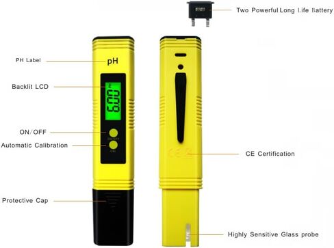 مقياس الرقم الهيدروجيني للمياه الزراعية المائية الرقمية PH PEN 0.01 حجم الجيب عالي الدقة مع نطاق قياس 0-14 درجة الحموضة للشرب المنزلي ومسبح وحوض السمك （الأصفر） in Saudi Arabia