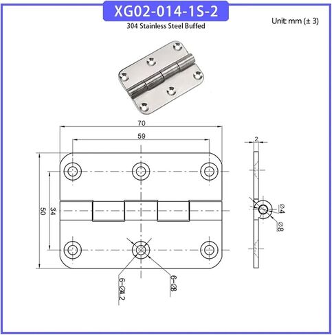 Six Hole Folding Hinge 304 Stainless Steel Suitable 1Pcs(XG02-014-1S-2) in Saudi Arabia