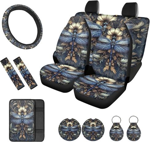 Skeleton Printed Car Seat Covers Set - 12 Piece, Easy Install - Steering Wheel, Armrest Pads for Women & Men in Kuwait
