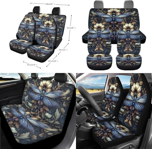 Skeleton Printed Car Seat Covers Set - 12 Piece, Easy Install - Steering Wheel, Armrest Pads for Women & Men in Kuwait
