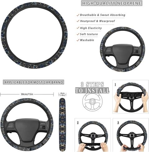 Skeleton Printed Car Seat Covers Set - 12 Piece, Easy Install - Steering Wheel, Armrest Pads for Women & Men in Kuwait