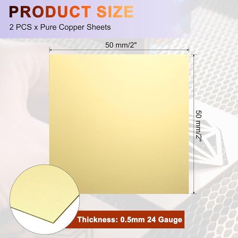 ورقة النحاس النقي Uxcell ، 8 "× 6" ، 20 مقياس (0.8 مم) ، لوحة نحاسية معدنية مع قفازات لصياغة ، مصممين ، مجوهرات ، إصلاحات ، إصلاحات كهربائية (ذهبية) in Saudi Arabia