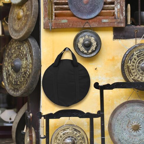 Garneck 15.7inch Cymbal Bag with Carry Handle Single-Layer Round Tambourine Case Wear Resistant Instrument Storage Pouch in Kuwait