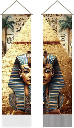 Adlemaker 2pcs نسيج الجداريات المصري القديمة ، مصر ديانة الأساطير التاريخية الفراعنة النسيج الهيروغليفيك معلق تاسيل تاسيل لغرفة نوم غرفة المعيشة ديكور المنزل (45.7x13 بوصة) in Kuwait