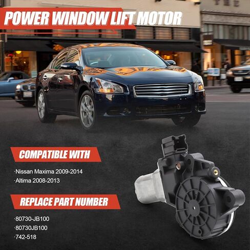 محرك رفع النافذة الكهربائية الأمامية السائق اليسرى متوافق مع Nissan Maxima 2009-2014 ، Altima 2008-2013 يحل محل# 80731-JB100 ، 80731JB100 ، 742-517 in Kuwait