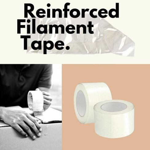 Filament Reinforced Tape, 3/8 Inch x 60 Yards, 96 Pack, Clear Fiberglass Strand Strapping Tape for Bundling Palletizing Reinforcing in Saudi Arabia