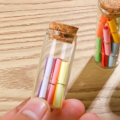 6 أجهزة كمبيوتر فارغة اختبار قشرة زجاجات أنبوب أنبوب الشفافة مع سدادة الفلين ، وربات زجاجات زجاجية واضحة لحفلات الزفاف الحرف الفنية ديي (22x70x17mm 0.5 أوقية) in Kuwait