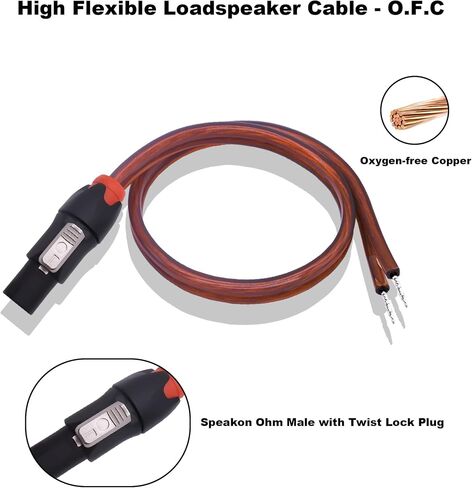 Speakon Speaker Female Bare Wire Cable Open End, Speakon Connector Adapter to Pigtail Wire, 1.64FT Speaker Wire Audio Cord to Speakon Connector Twist Lock for Audio Devices (2pcs) (Female) in Saudi Arabia