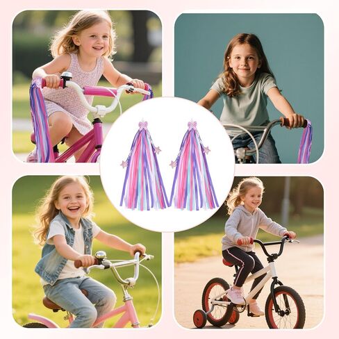 Kids Bike Streamers, 10.82 Inch Bicycle Handlebar Ribbons Colorful Scooter Tassels Decorations for Handlebars Fun Bike Decoration Accessories for Boys & Girls in Saudi Arabia