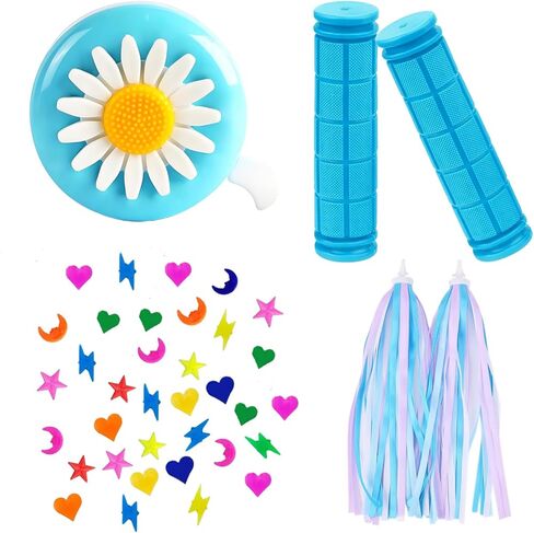 Kids Bike Accessories with Bike Bell,Bike Handlebar Streamers,36PCS Bike Wheel Spokes Beads,Bicycle Handlebar Grips for Kids Bike Decoration Accessories Set in Saudi Arabia