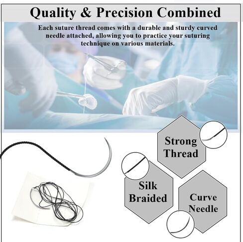 HTI Training Suture Thread 2-0 Silk Sterile with Needle Box of 12 Pcs for Nursing Student Training Kit RN, EMT, Vet Demo in Saudi Arabia