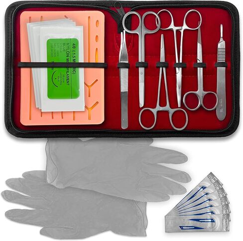 Complete Suture Practice Kit for Suture Training, Including Large Silicone Suture Pad with pre-Cut Wounds and Suture Tool kit (52 Pieces) Including Case, 3rd Generation Model. (Education Use Only) in Saudi Arabia