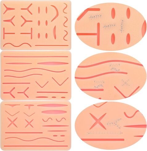 3 Pcs Suture Pad 3 Layer Suture Practice Pad with Wounds Practice Kit, Hard to Rip, Tear or Break for Medical and Vet Students Veterinarian Nurses Training and Practice(Classic Style) ﻿ in Saudi Arabia