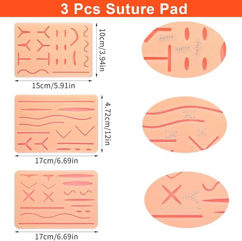 3 Pcs Suture Pad 3 Layer Suture Practice Pad with Wounds Practice Kit, Hard to Rip, Tear or Break for Medical and Vet Students Veterinarian Nurses Training and Practice(Classic Style) ﻿ in Saudi Arabia