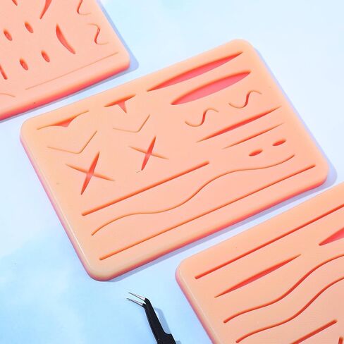 3 Pcs Suture Pad 3 Layer Suture Practice Pad with Wounds Practice Kit, Hard to Rip, Tear or Break for Medical and Vet Students Veterinarian Nurses Training and Practice(Classic Style) ﻿ in Saudi Arabia