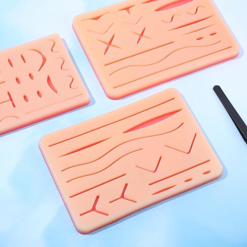 3 Pcs Suture Pad 3 Layer Suture Practice Pad with Wounds Practice Kit, Hard to Rip, Tear or Break for Medical and Vet Students Veterinarian Nurses Training and Practice(Classic Style) ﻿ in Saudi Arabia