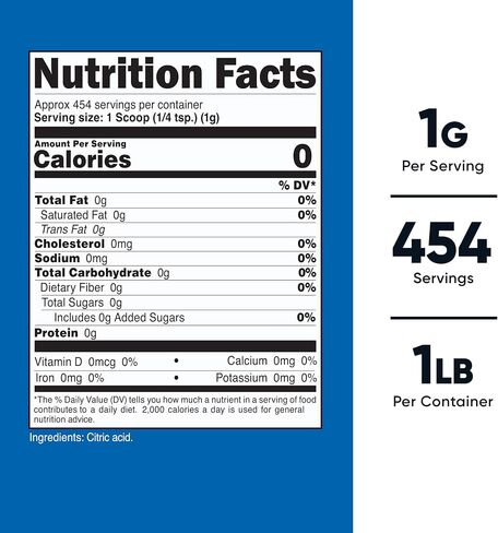 مسحوق حمض الستريك Nutricost (2 رطل) - غير المعدل وراثيًا ، خالٍ من الغلوتين in Saudi Arabia