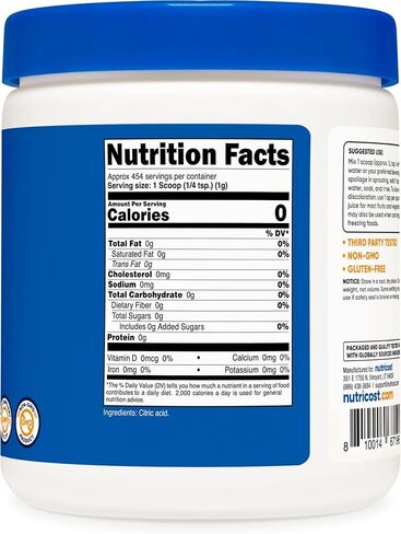 مسحوق حمض الستريك Nutricost (2 رطل) - غير المعدل وراثيًا ، خالٍ من الغلوتين in Saudi Arabia