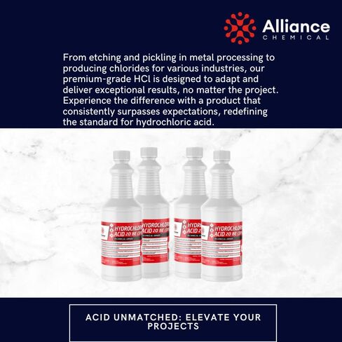 حمض الهيدروكلوريك 31 ٪ - الصف الفني (20 BE) - 1 كوارت - 32 أوقية - حمض قوي للتطبيقات المتطلبة in Kuwait