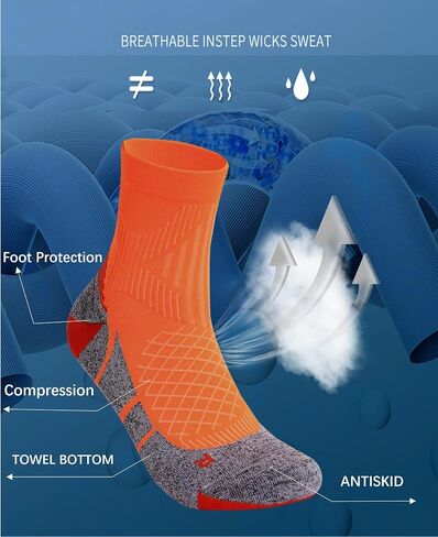 Quarter CREW Running& Cycling Socks, Moisture Wicking, Cushion athletic Sock for Men & Women (2 pairs) in Kuwait