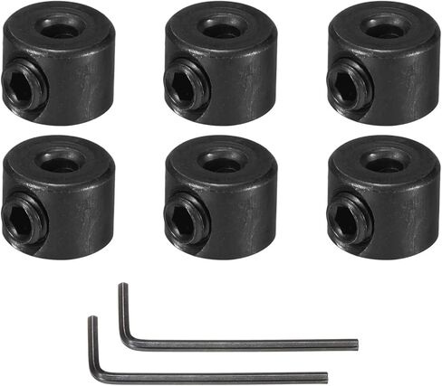 MECCANIXITY Bore 8 mm Shaft Collar 16 mm OD 8 mm Thickness Carbon Steel Landing Gear Stopper Wheel Collar with Set Screw & 2 Hex Wrench for Machine Tools Industry (Black, Pack of 6) in Saudi Arabia